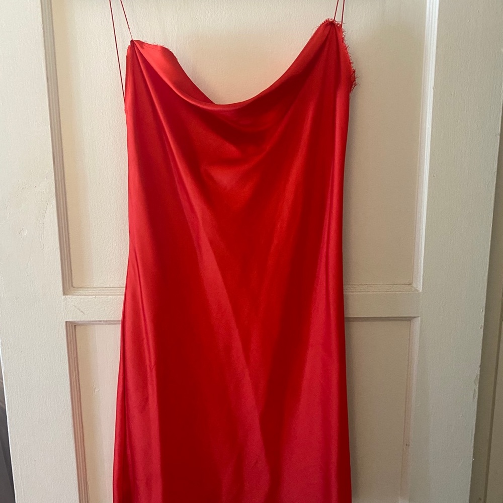 Red slip dress